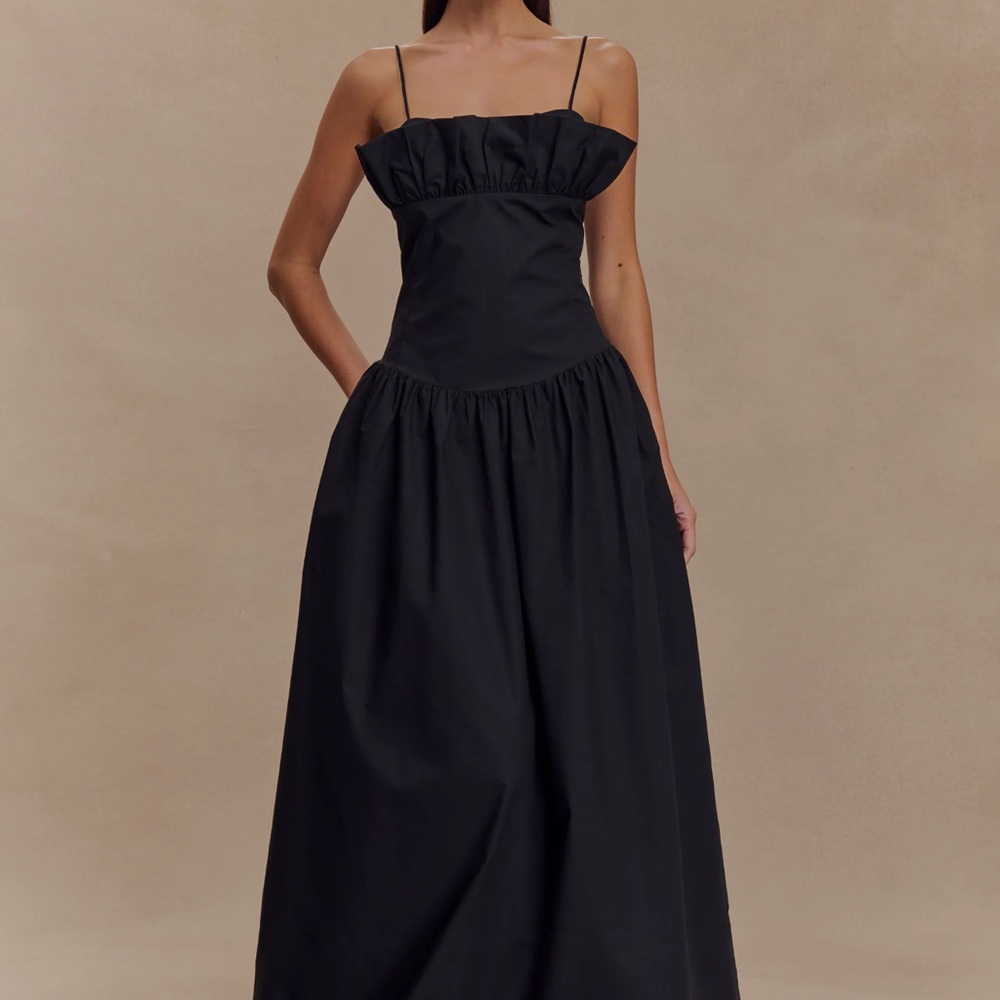 Meshki Black Ruffled Bustier Maxi Dress